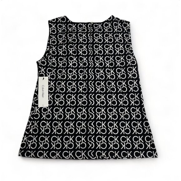 Calvin Klein Black & White Sleeveless Logo Top – Women’s Size M - Picture 2 of 11